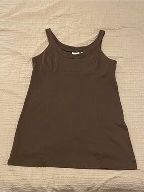 New York & Company Brown Crewneck Dress